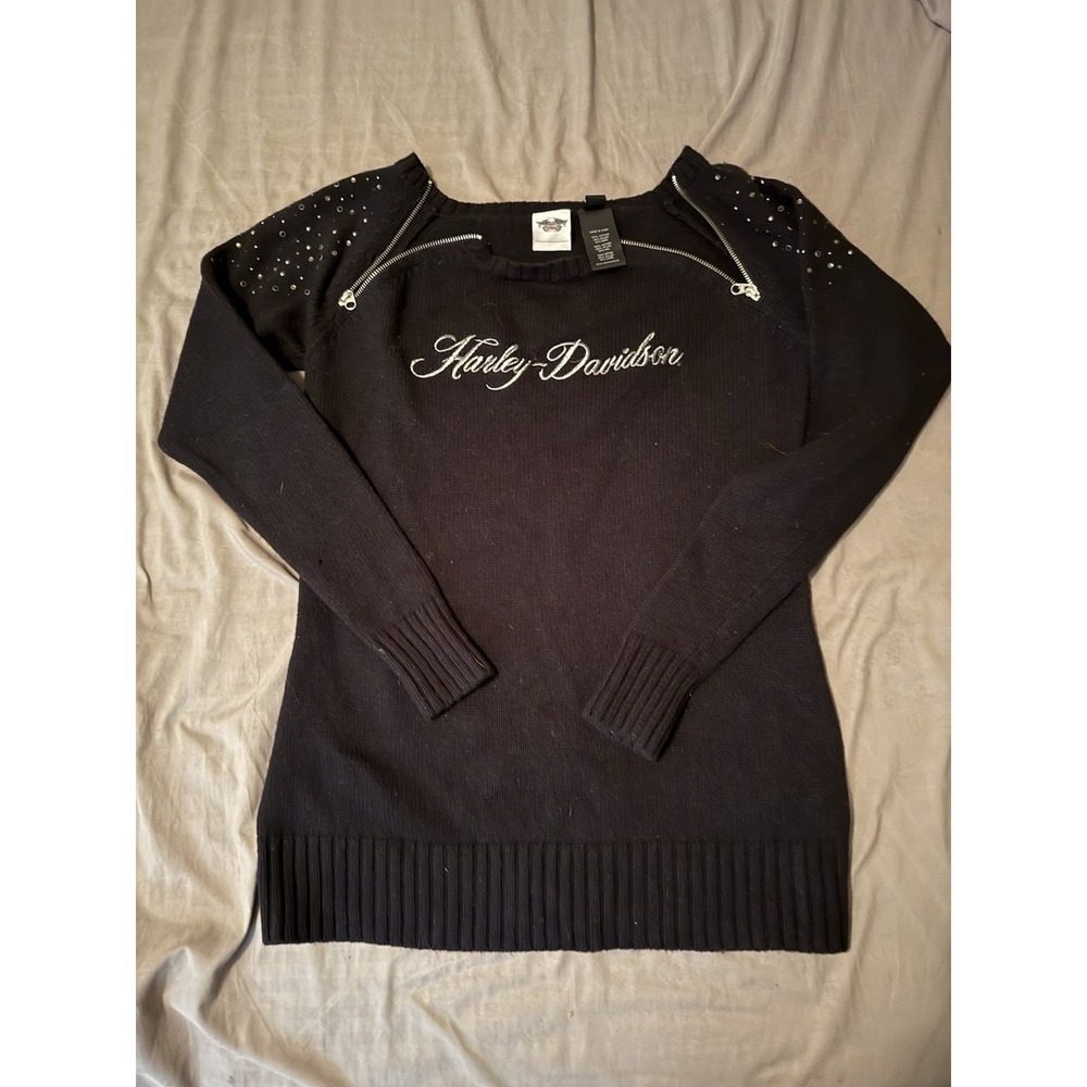 Harley Davidson Black Size L Sweater Embroidered Logo‎